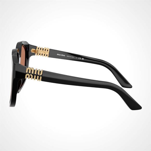 NEW MIU MIU Women\'s Sunglasses Black 59mm Brown Lens Oversized Acetate Gold